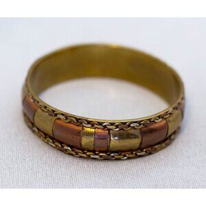 8 inch, Vintage Two Tone Copper Brass Bangle - AX9